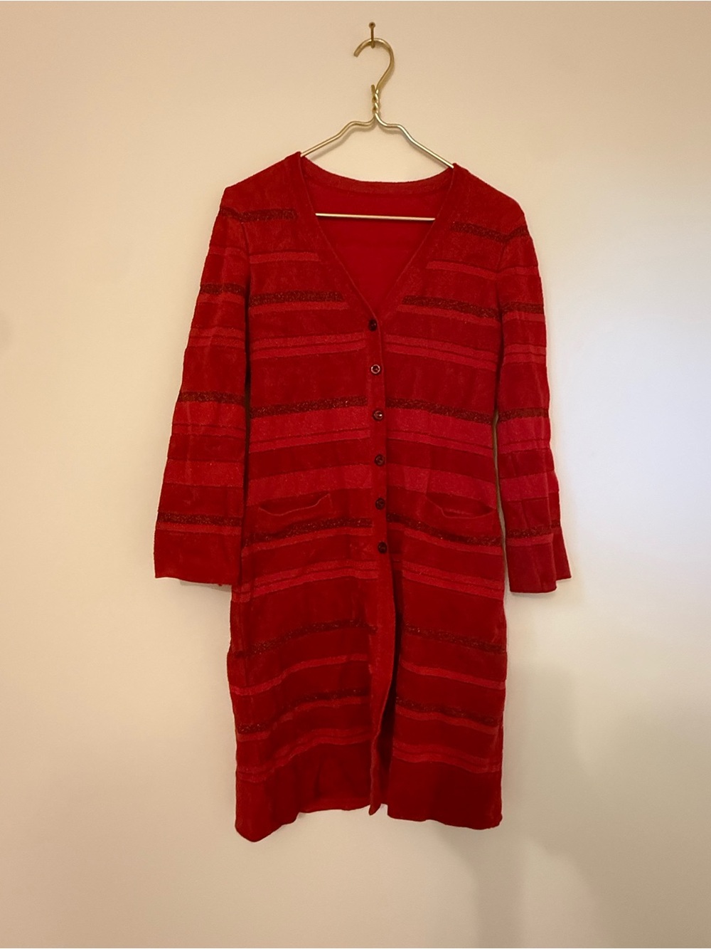 Escada Red Long Knit Cardigan